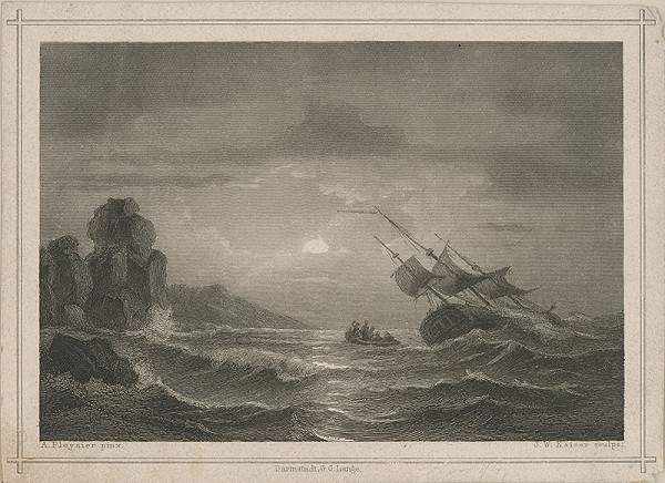 Stredoeurópsky maliar z 19. storočia – Búrka na mori 