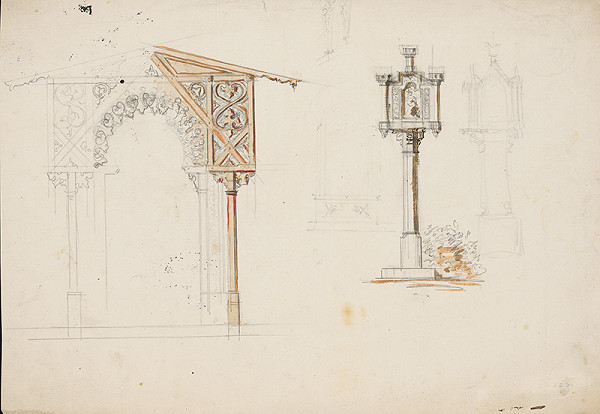 Karl Feigler – Návrh na fasádu záhr. verandy a Mariánskeho stĺpu 