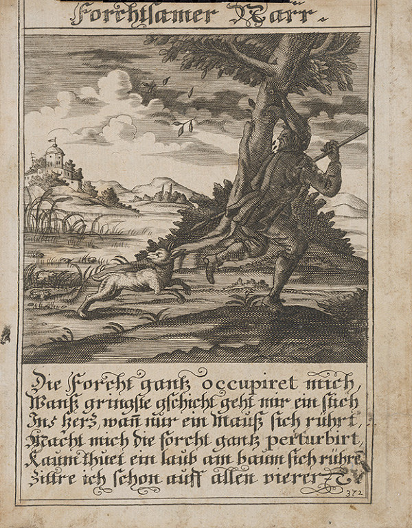 Stredoeurópsky grafik z 1. polovice 18. storočia – Bojazlivý blázon 