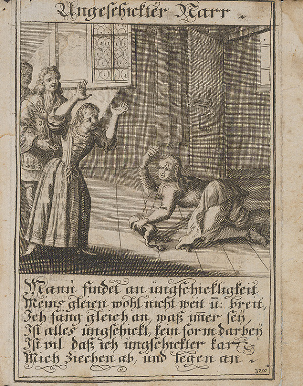 Stredoeurópsky grafik z 1. polovice 18. storočia – Nešikovný blázon