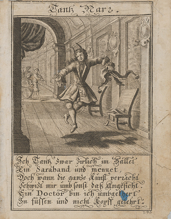 Stredoeurópsky grafik z 1. polovice 18. storočia – Tancujúci blázon 