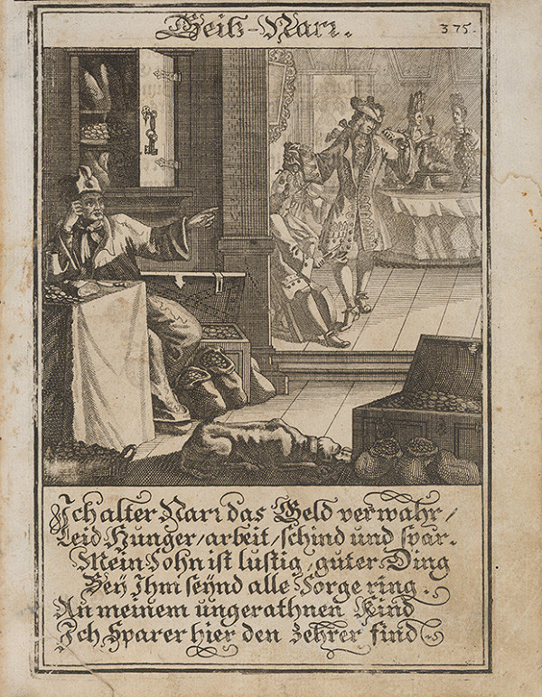 Stredoeurópsky grafik z 1. polovice 18. storočia – Lakomý blázon 