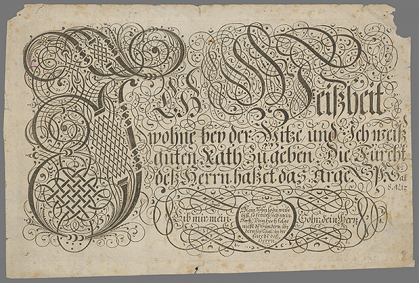 Nemecký grafik z 19. storočia – List s mravoučným textom 