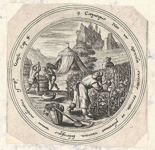 Stredoeurópsky grafik z 1. polovice 18. storočia – Oberačka hrozna 