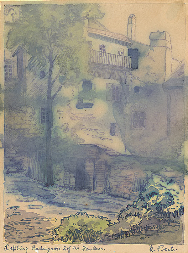 Karol Frech – Baštová ulica v Bratislave - dvor domu 