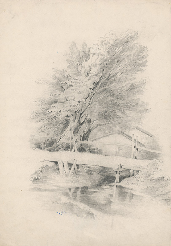 Stredoeurópsky grafik z 19. storočia – Lávka cez potok 