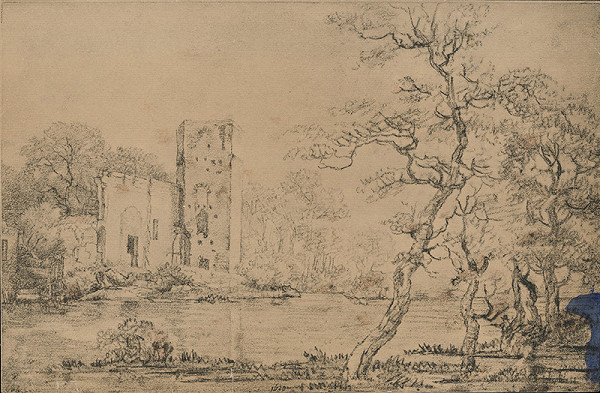 Stredoeurópsky grafik z 19. storočia – Zrúcaniny hradu 
