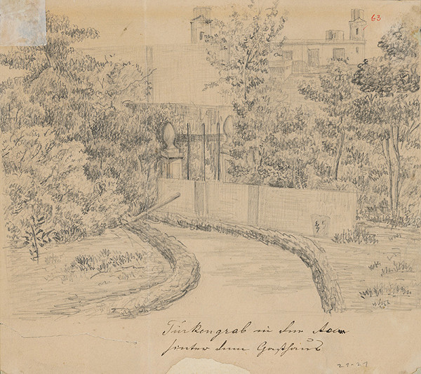 Stredoeurópsky grafik z 19. storočia – Turecký hrob v lese 