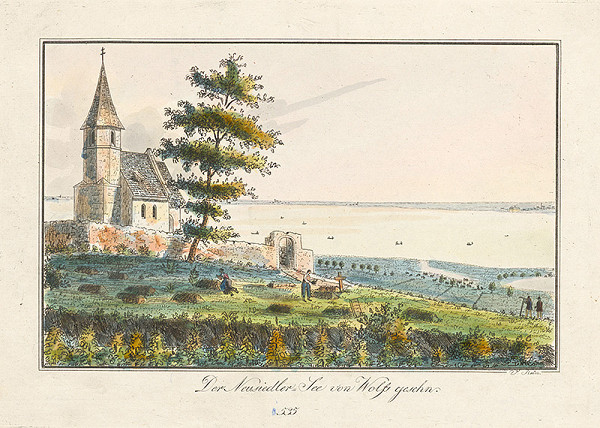 Johann Vincenz Reim – Neziderské jazero z dediny Wolfs 