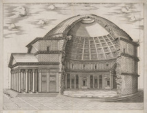 Antonio Lafréry – Pantheon-fasáda a rez v Ríme 