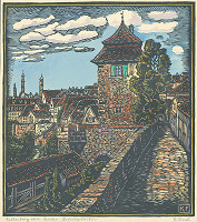 Karol Frech – Ulička a pohľad na mesto Rothenburg 