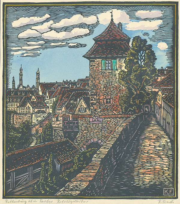 Karol Frech – Ulička a pohľad na mesto Rothenburg 