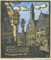 Karol Frech – Fontána na námestí v Rothenburgu 