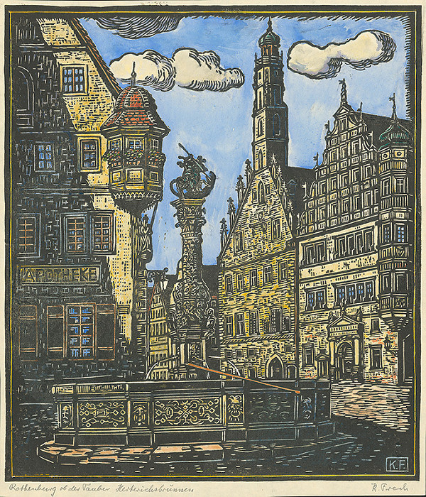 Karol Frech – Fontána na námestí v Rothenburgu 