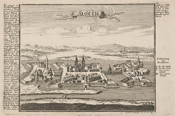 Gabriel Bodenehr st. – Pohľad na obec a hrad Sigeth 