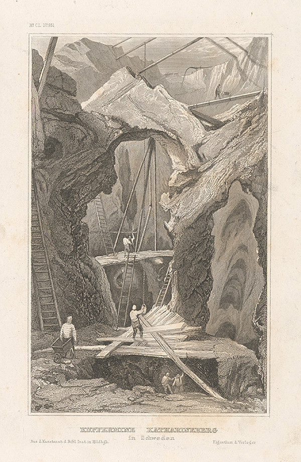 Stredoeurópsky grafik z 19. storočia – Bane na meď vo Švédsku 