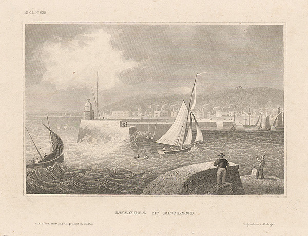 Stredoeurópsky grafik z 19. storočia – Swansea v Anglicku 