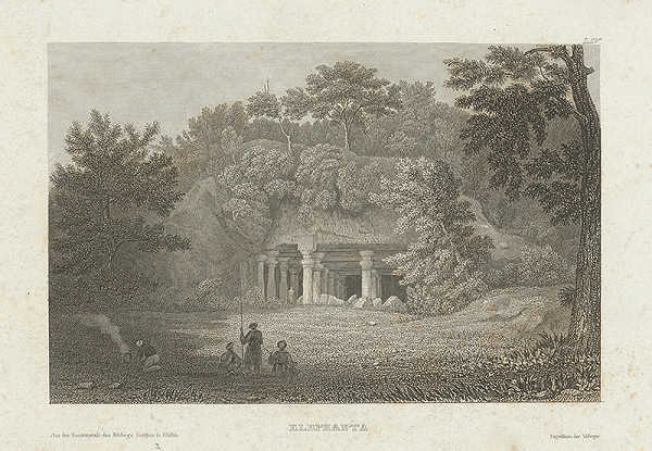 Stredoeurópsky grafik z 19. storočia – Skalný kostol Elephanta 