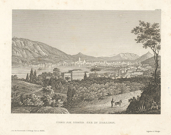 Stredoeurópsky grafik z 19. storočia – Como na Comskom jazere 