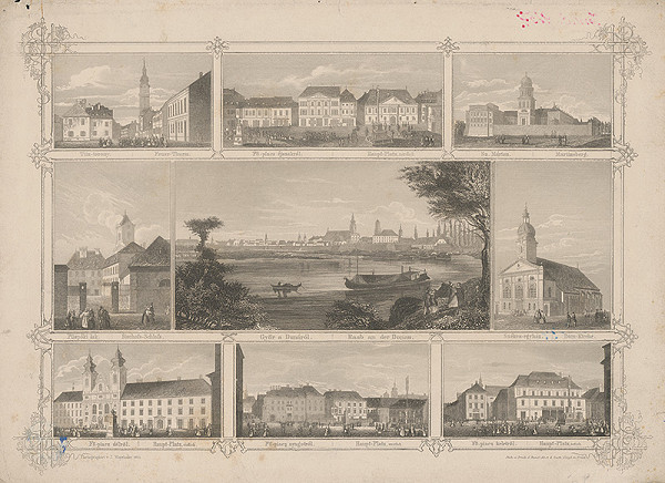 Stredoeurópsky grafik z 19. storočia – Győr na Dunaji 