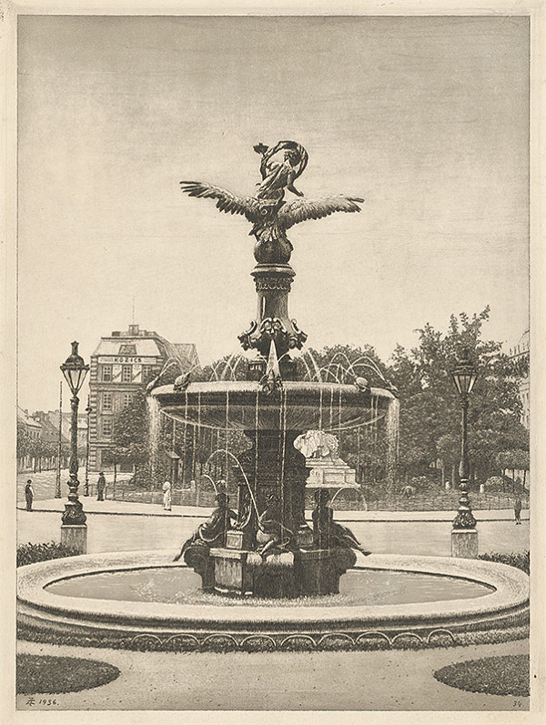 Stredoeurópsky grafik z 1. polovice 20. storočia – Ganymedova fontána v Bratislave 