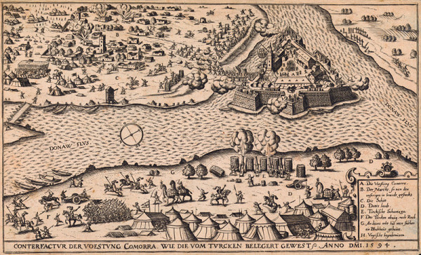 Stredoeurópsky grafik zo 16. storočia – Pohľad na pevnosť Komárno 