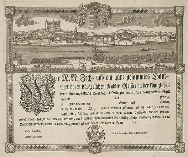 Gottfried Prixner – Cechový list bratislavských ihlárov 