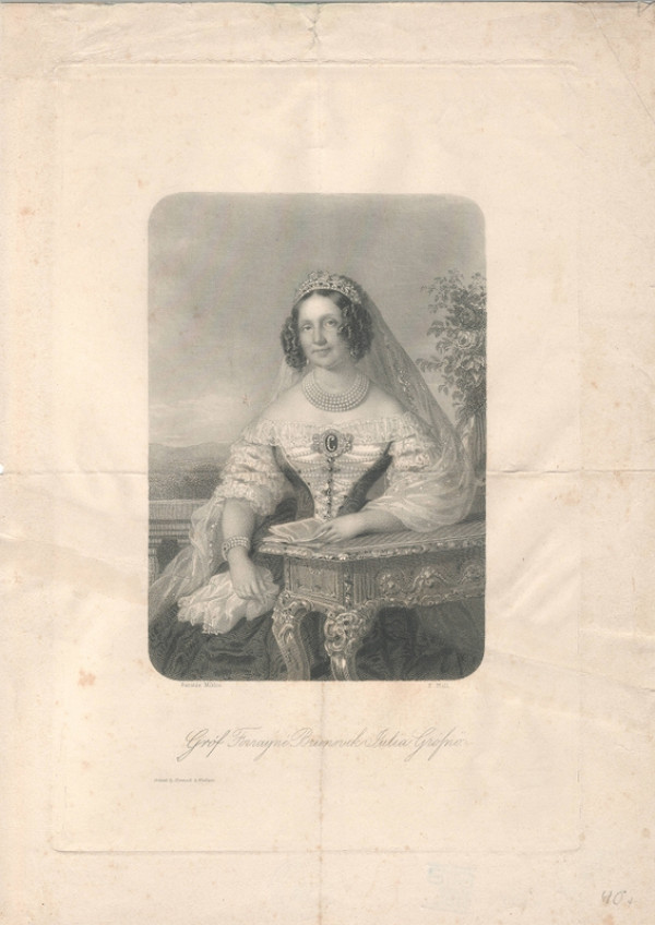 Miklós Barabás, F. Holl – Portrét grófky Júlie Brunszvikovej 