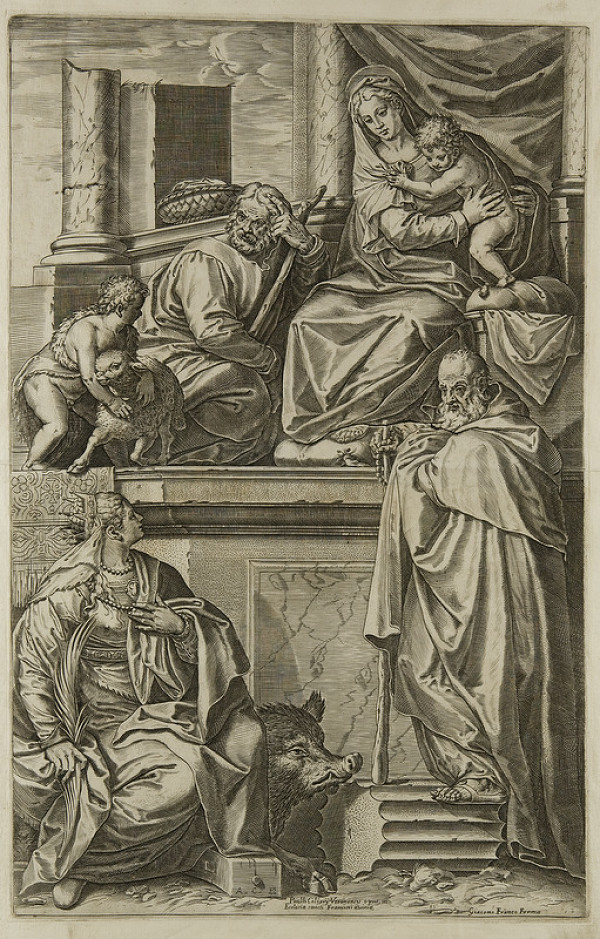 Giacomo Franco, Paolo Veronese, Agostino Carracci – Svätá rodina so sv. Katarínou, sv. Jánom Krstiteľom a sv. Antonom Pustovníkom 