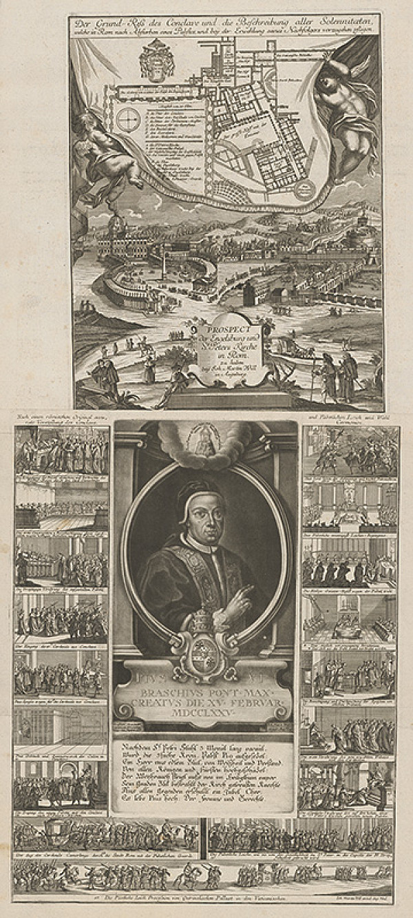 Nemecký grafik z 18. storočia – Pamätný list na zvolenie pápeža Pia VI. 