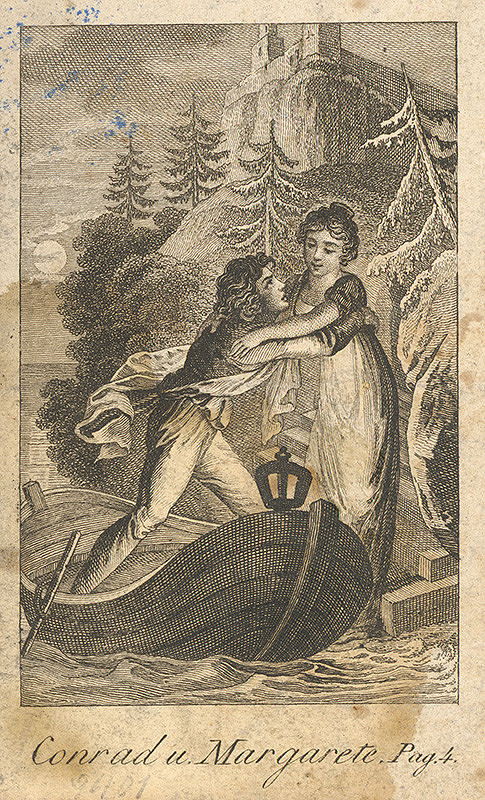 Nemecký grafik z 19. storočia – Konrád a Margaréta - únos 