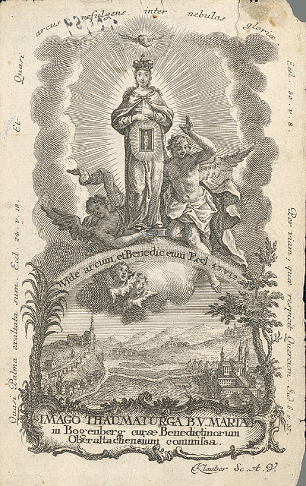 Joseph Sebastian Klauber – Svätý obrázok s vyobrazením milosrdnej sochy Panny Márie z Bogenbergu 