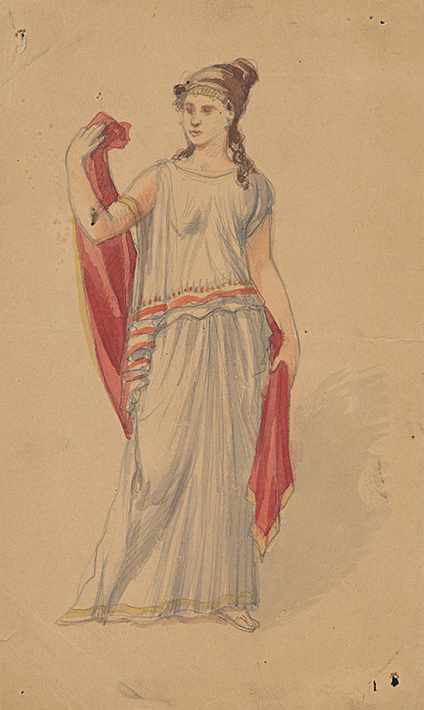 Stredoeurópsky grafik z 19. storočia – Grécka žena - štúdia 