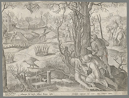 Philip Galle, Jan van der Straet, Neznámy rytec – Poľovačka na sokoly s pascami v zime (27) 