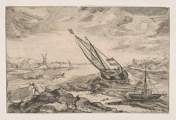 Stredoeurópsky grafik z 19. storočia – Rybársky prístav 