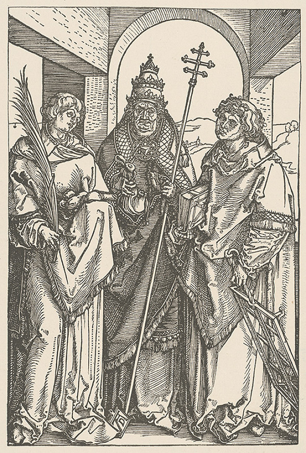 Albrecht Dürer – Sv. Vavrinec, Sixtus a Štefan 
