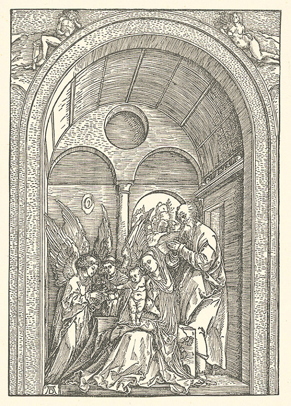 Albrecht Dürer – Svätá rodina s dvoma anjelmi v trojlodí 