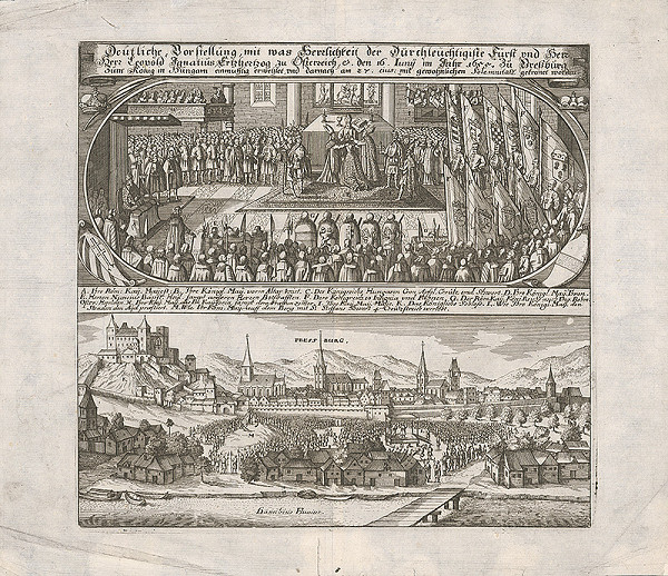 Romeyn de Hooghe, Philip Bouttats – Korunovácia Leopolda I. v Bratislave v roku 1655 a pohľad na Bratislavu z juhu 