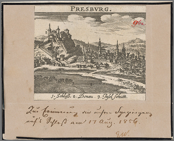 Stredoeurópsky grafik z 2. polovice 19. storočia – Bratislava z juhu 