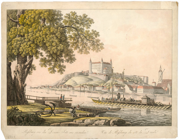 Stredoeurópsky grafik z 19. storočia – Pohľad na Bratislavu z juhu 