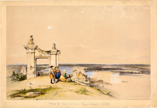 James Baker Pyne, George Edwards Hering – Pohľad na Dunaj a Tereziánsku bránu Bratislavského hradu 