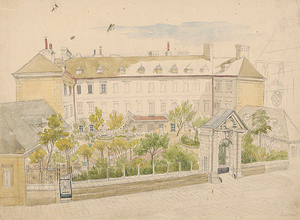 Stredoeurópsky grafik z 19. storočia – Budova prepoštstva na Kapitulskej ulici v Bratislave 