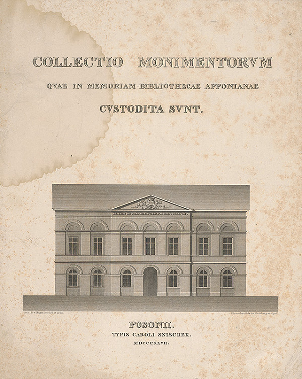 Jakob von Rauschenfels-Steinberg, Anton Pius Rigel – Knižnica grófa Apponyiho v Bratislave 