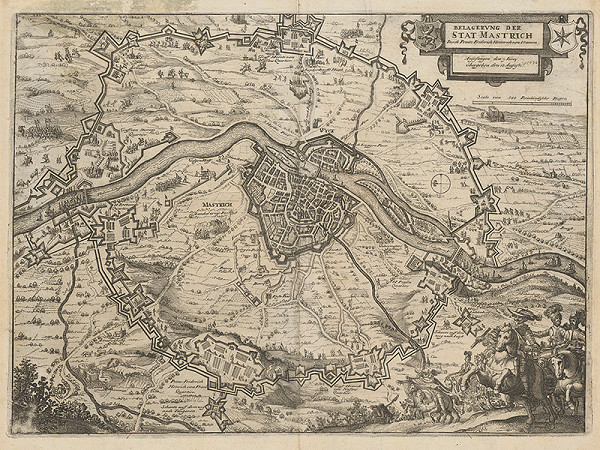 Stredoeurópsky grafik z 1. polovice 17. storočia – Obliehanie Mastrichu kniežaťom Henrichom z Vranova 