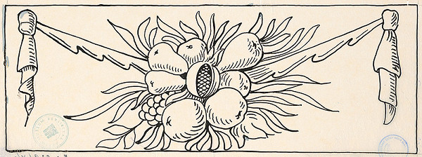 Karol Frech – Náčrt ozdoby z rakvy Fuggerovej v Dóme - ovocný feston 