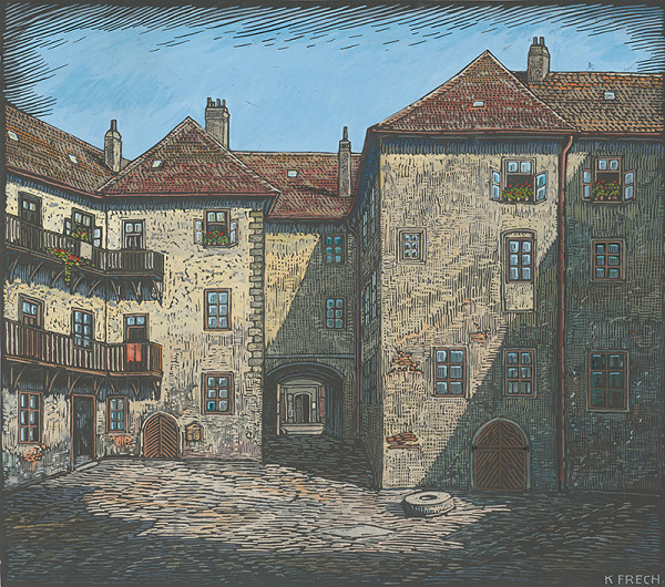 Karol Frech – Gmaitlov dom na Ventúrskej ulici, dvor Universitas Istropolitana 