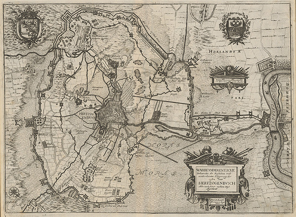 Stredoeurópsky grafik z 1. polovice 17. storočia – Plán opevnenia mesta Hertzogenbuschu 