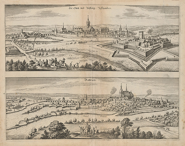 Stredoeurópsky grafik z 1. polovice 17. storočia – Dvojobraz mesta Spandaw a Rattenaw 