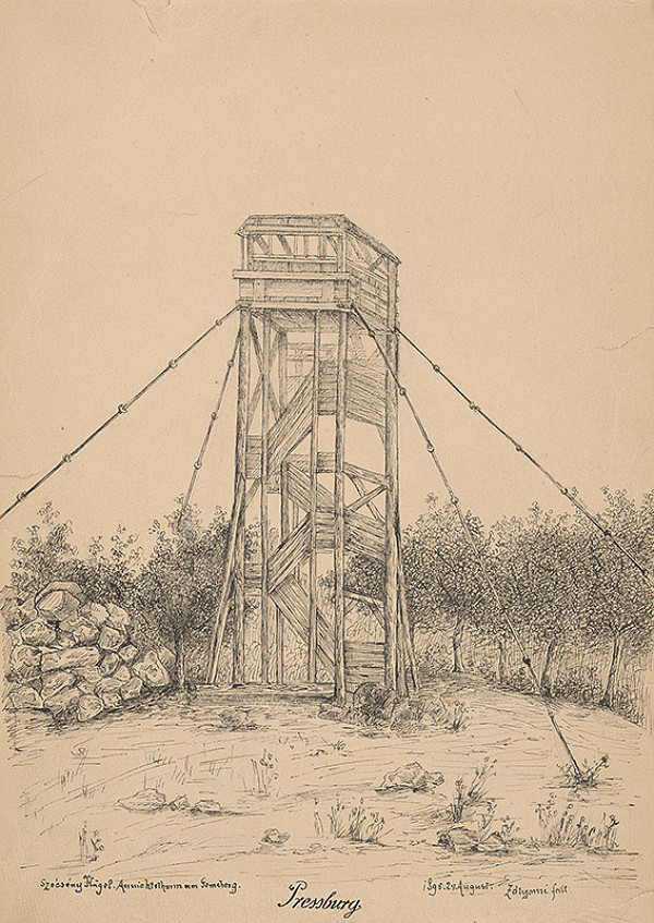 Stredoeurópsky grafik z 19. storočia – Rozhľadňa pri Bratislave 