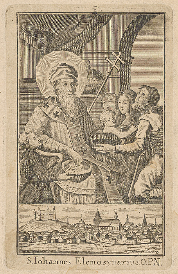 Sebastian Zeller – Johannes Elemosynarius a pohľad na Bratislavu z juhu 